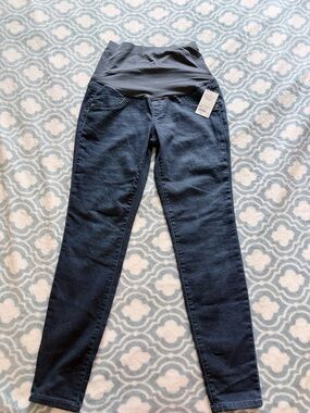 NWT Sonoma Dark Blue Maternity Jeggings with Black Stretch Panel Size 8